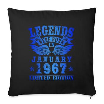 Les légendes sont nées en Janvier 1967 Anniversaire - Housse de coussin décorative 45 x 45 cm - noir - Devant