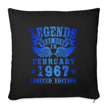 Legends est né en février 1967 Anniversaire - Housse de coussin décorative 45 x 45 cm - noir - Devant