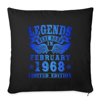 Les légendes sont nées en février 1968 Anniversaire - Housse de coussin décorative 45 x 45 cm - noir - Devant