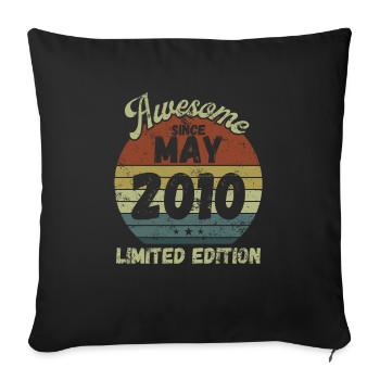Awesome since May 2010 - Geburtstag - Sofakissenbezug 45 x 45 cm - Schwarz - Vorne