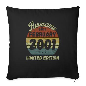 Awesome since February 2001 - Birthday - Sofa pillowcase 17,3'' x 17,3'' (45 x 45 cm) - black - Front