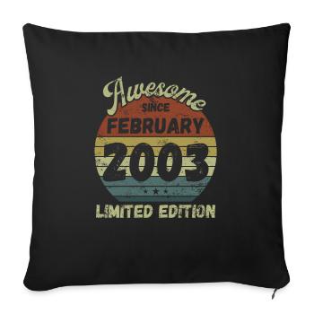 Awesome since February 2003 - Birthday - Sofa pillowcase 17,3'' x 17,3'' (45 x 45 cm) - black - Front
