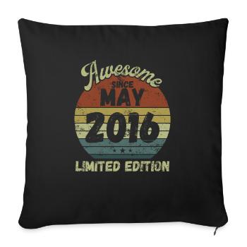 Awesome since May 2016 - Geburtstag - Sofakissenbezug 45 x 45 cm - Schwarz - Vorne