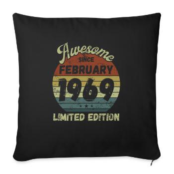 Génial depuis février 1969 - Anniversaire - Housse de coussin décorative 45 x 45 cm - noir - Devant