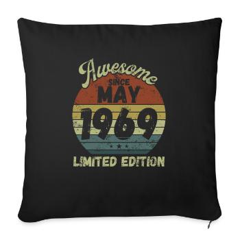Génial depuis mai 1969 - Anniversaire - Housse de coussin décorative 45 x 45 cm - noir - Devant