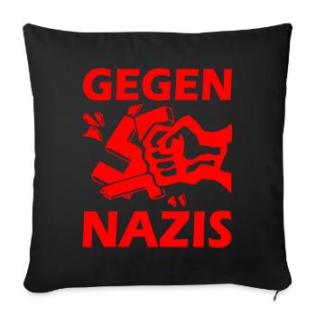 Gegen nazis - Sofakissenbezug 45 x 45 cm - Schwarz - Vorne