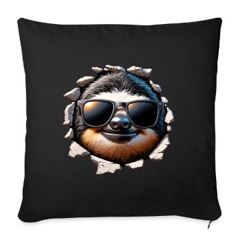 Funny cute sloth with sunglasses wall - Sofa pillowcase 17,3'' x 17,3'' (45 x 45 cm) - black - Front