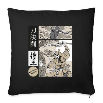 Samurai Katana Duel vs Ninja - Sofa pillowcase 17,3'' x 17,3'' (45 x 45 cm) - black - Front