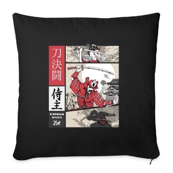 samurai vs ninja Katana vs sword on Comic Style - Sofakissenbezug 45 x 45 cm - Schwarz - Vorne