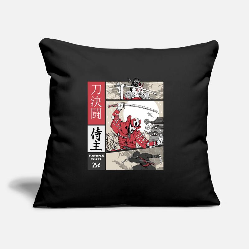 samurai vs ninja Katana vs sword on Comic Style Sofakissenbezug 45 x 45 cm