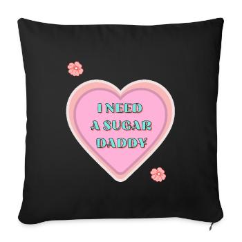 Freches Herz Sugar Daddy mit Statement - Sofakissenbezug 45 x 45 cm - Schwarz - Vorne