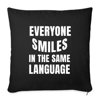 Le sourire relie l’humanité - Housse de coussin décorative 45 x 45 cm - noir - Devant