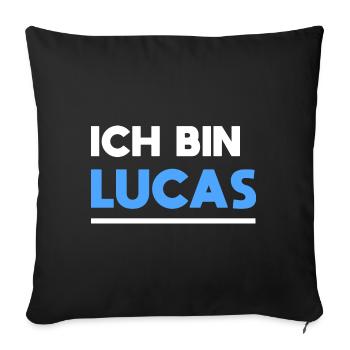 Lucas Name Spruch für stolze Lucas - Sofakissenbezug 45 x 45 cm - Schwarz - Vorne