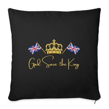 British King Coronation Charles England Flag - Sofa pillowcase 17,3'' x 17,3'' (45 x 45 cm) - black - Front