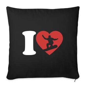 I Love Snowboard - Heart - Hobby - Sofa pillowcase 17,3'' x 17,3'' (45 x 45 cm) - black - Front
