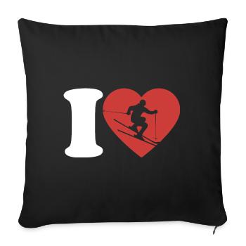 I Love Ski, Après Ski, Winter Sports, Heart - Sofa pillowcase 17,3'' x 17,3'' (45 x 45 cm) - black - Front