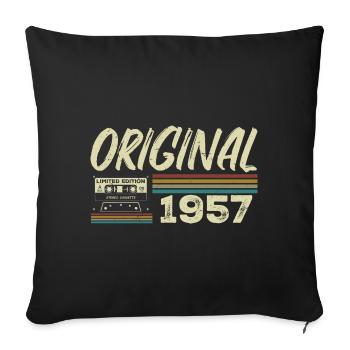 Original 1957 Rétro Cadeau Anniversaire Né En 1957 - Housse de coussin décorative 45 x 45 cm - noir - Devant