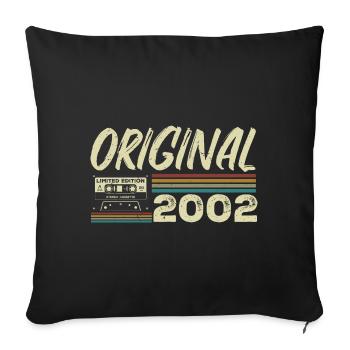 Original 2002 Rétro Cadeau Anniversaire Né En 2002 - Housse de coussin décorative 45 x 45 cm - noir - Devant
