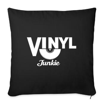 vinyl vinyl music turntable retro - Sofa pillowcase 17,3'' x 17,3'' (45 x 45 cm) - black - Front