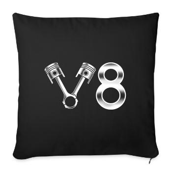 V8 cylinder engine design for muscle car fans - Sofa pillowcase 17,3'' x 17,3'' (45 x 45 cm) - black - Front