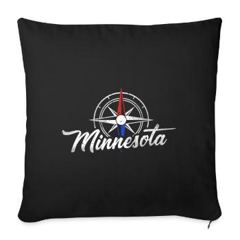 Compass Minnesota Design für stolze Minnesotaner - Sofakissenbezug 45 x 45 cm - Schwarz - Vorne