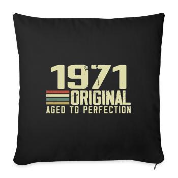 Né en 1971 - Vintage 1971 - 53e Anniversaire Rétro - Housse de coussin décorative 45 x 45 cm - noir - Devant