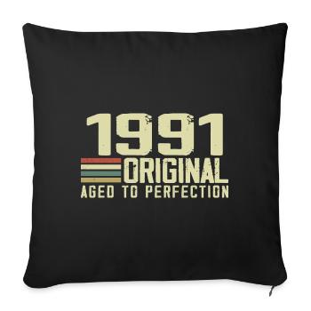Né en 1991 - Vintage 1991 - 33e Anniversaire Rétro - Housse de coussin décorative 45 x 45 cm - noir - Devant