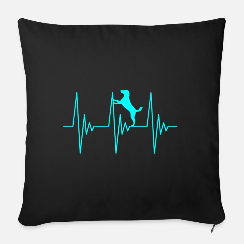 Hund EKG Liebe - Sofakissenbezug 45 x 45 cm - Schwarz