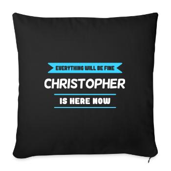 Christopher Name Saying für stolze Christophers - Sofakissenbezug 45 x 45 cm - Schwarz - Vorne
