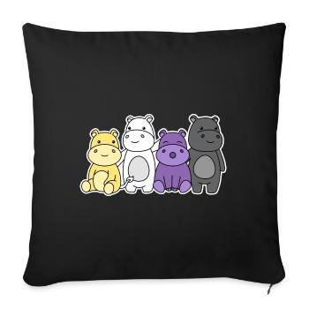 Nonbinary Flag Hippo Design für stolze Enbys - Sofakissenbezug 45 x 45 cm - Schwarz - Vorne