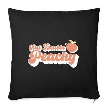 juste pêche - peach fruit dicton - Housse de coussin décorative 45 x 45 cm - noir - Devant