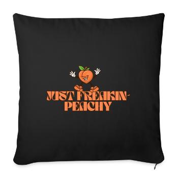 juste pêche - peach fruit dicton - Housse de coussin décorative 45 x 45 cm - noir - Devant