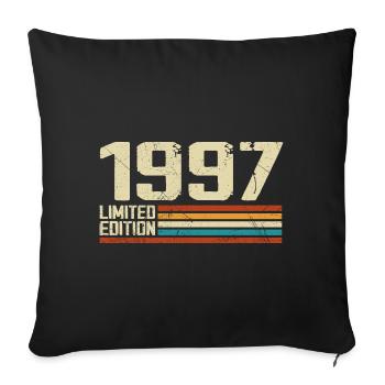 Vintage 1997 Anniversaire Rétro - Né en 1997 - Housse de coussin décorative 45 x 45 cm - noir - Devant