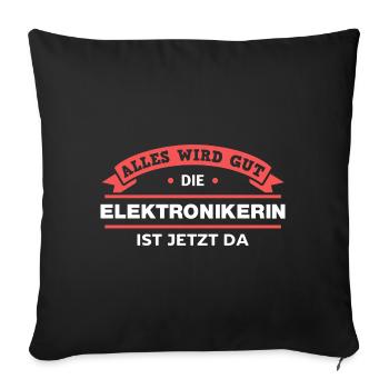 Elektronikerin Design für stolze Handwerker - Sofakissenbezug 45 x 45 cm - Schwarz - Vorne
