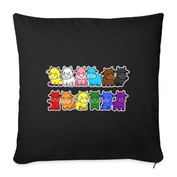 Pride Progress Flag Cow Equality - Sofa pillowcase 17,3'' x 17,3'' (45 x 45 cm) - black - Front