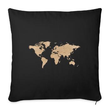 Carte du monde - Housse de coussin décorative 45 x 45 cm - noir - Devant