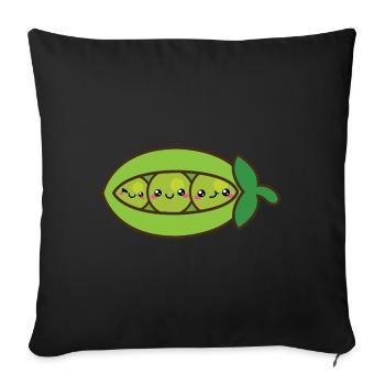 Cute peas Smile Kawaii - Sofa pillowcase 17,3'' x 17,3'' (45 x 45 cm) - black - Front