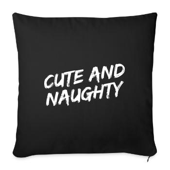 Police de pinceau blanche « Mignon et coquine » - Housse de coussin décorative 45 x 45 cm - noir - Devant