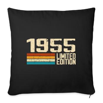 Né en 1955 - Vintage 1955 Anniversaire Rétro - Housse de coussin décorative 45 x 45 cm - noir - Devant