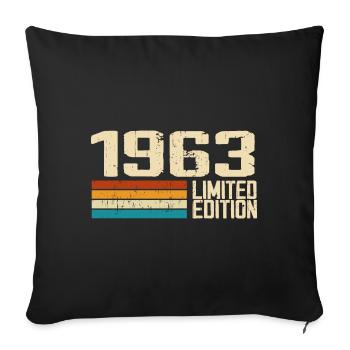 Born in 1963 - Vintage 1963 Retro Anniversary - Sofa pillowcase 17,3'' x 17,3'' (45 x 45 cm) - black - Front