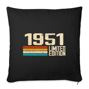Né en 1951 - Vintage 1951 Anniversaire Rétro - Housse de coussin décorative 45 x 45 cm - noir - Devant