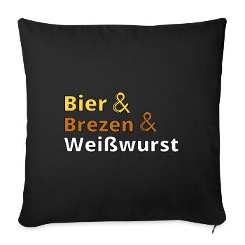 Bier, Brezen und Weisswurst - Bayern - Sofakissenbezug 45 x 45 cm - Schwarz - Vorne