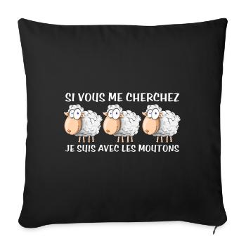 Cadeau agriculteur éleveur de moutons - Housse de coussin décorative 45 x 45 cm - noir - Devant