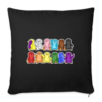 Pride Progress Flag Penguins Equality - Sofa pillowcase 17,3'' x 17,3'' (45 x 45 cm) - black - Front