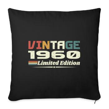 Vintage 1960 Cadeau 1960 Anniversaire 1960 Retro - Housse de coussin décorative 45 x 45 cm - noir - Devant