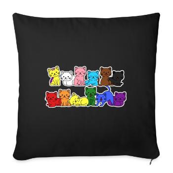 Pride Progress Flag Cat for Equality - Sofa pillowcase 17,3'' x 17,3'' (45 x 45 cm) - black - Front