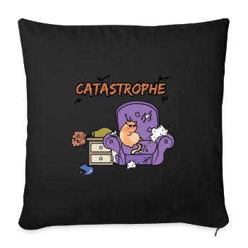 Cat disaster - Sofa pillowcase 17,3'' x 17,3'' (45 x 45 cm) - black - Front