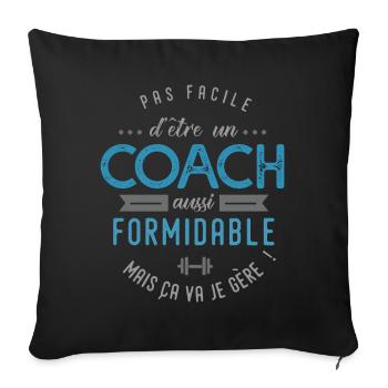 COACH entraineur sportif cadeau - Housse de coussin décorative 45 x 45 cm - noir - Devant