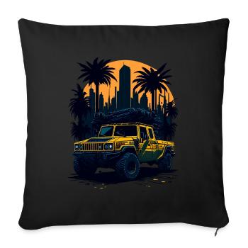 Off-Road Adventure | 4x4 - Sofa pillowcase 17,3'' x 17,3'' (45 x 45 cm) - black - Front