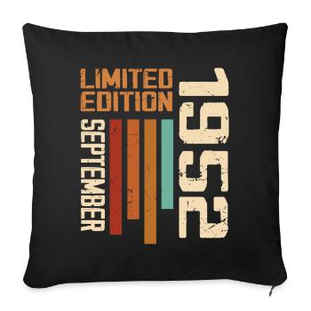 September 1952 Originelle Geschenkidee zum Geburtstag - Sofakissenbezug 45 x 45 cm - Schwarz - Vorne